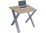 Schreibtisch VCM "Schreibtisch Bürotisch Computertisch 80x50 Lona X", braun (silber, sonoma, eiche), B:80cm T:50cm, Tische, Schreibtisch