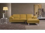 Ecksofa EGOITALIANO "Shakira, Design & Sitzkomfort auf hohem Niveau, Breite 236cm, L-Form", gelb, B:236cm H:84cm T:152cm, Leder »BULL« (echtes Rindsleder). Geschliffenes, pigmentiertes und behandeltes Rindsleder mit einer Dicke von 1, 3-1, 5 mm. Dieses Leder zeigt eine ziemlich weiche Hand mit einem halb undurchsichtigen Aussehen. Es handelt sich um ein geschütztes Leder. Eine leichte Deckschicht