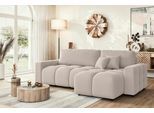 Ecksofa HOME AFFAIRE "FELICI, Schlafsofa 233cm, L-Form mit Recamiere beidseitig montierbar", beige, B:233cm H:88cm T:142cm, 100% Polyester, Sofas, Ecksofa, Designsofa mit Bettfunktion und Bettkasten, Maße B/T/H: 233/142/88 cm