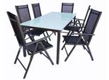 Garten-Essgruppe VCM "7 tlg Alu Gartenset Sitzgruppe Tisch Stühle 189 MA", schwarz (anthrazit), B:189cm T:90cm, Obermaterial: 100% Metall MT., Sitzmöbel-Sets, Garten-Essgruppe