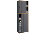 Aktenschrank VCM "Büroschrank Aktenschrank Schiebetüren Salia 5fach", schwarz (anthrazit), B:60cm T:37cm, Obermaterial: 100% Holz Wood., Schränke, Aktenschrank