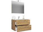 Waschtisch VCM "3-tlg. Waschplatz Waschtisch Badinos Schublade SP", braun (honig, eiche), B:60cm T:46cm, Waschtische, Waschtisch