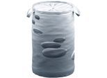 Wäschekorb SANILO "Black Stones", schwarz, H:55cm Ø:37cm, Polyester, Wäschesammler, Wäschekorb