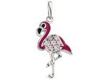 Kettenanhänger JOBO "Anhänger Flamingo 22,2 mm", silber 925, rosa, Schmuckanhänger, Mädchen, Silber 925 (Sterlingsilber), Kettenanhänger, 925 Silber mit 7 Zirkonia