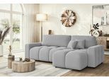 Ecksofa HOME AFFAIRE "FELICI, Schlafsofa 233cm, L-Form mit Recamiere beidseitig montierbar", grau (hellgrau), B:233cm H:88cm T:142cm, 100% Polyester, Sofas, Ecksofa, Designsofa mit Bettfunktion und Bettkasten, Maße B/T/H: 233/142/88 cm