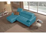 Ecksofa EGOITALIANO "Soul, Design und Sitzkomfort auf hohem Niveau, tolle Details, L-Form", blau (türkis), B:250cm H:99cm T:166cm, Leder »BULL« (echtes Rindsleder). Geschliffenes, pigmentiertes und behandeltes Rindsleder mit einer Dicke von 1, 3-1, 5 mm. Dieses Leder zeigt eine ziemlich weiche Hand mit einem halb undurchsichtigen Aussehen. Es handelt sich um ein geschütztes Leder. Eine leichte Dec