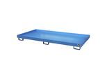 eurokraft pro Regal-Bodenwanne, 246 l Auffangvolumen, LxBxH 2650 x 1300 x 210 mm, ohne Gitterrost, blau lackiert