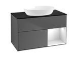 Villeroy und Boch Finion Waschtischunterschrank FA22MTGK 100cm, Abdeckplatte black matt, Regale White matt lacquer, Anthracite matt