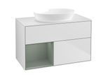 Villeroy und Boch Finion Waschtischunterschrank GA11GMMT 100cm, Abdeckplatte white matt, Emotion, Regale Olive matt lacquer, White matt lacquer