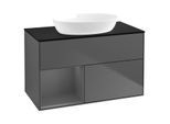 Villeroy und Boch Finion Waschtischunterschrank GA12GKGK 100cm, Abdeckplatte black matt, Emotion, Regale Anthracite matt lacquer, Anthracite matt
