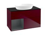 Villeroy und Boch Finion Waschtischunterschrank GA12HGHB 100cm, Abdeckplatte black matt, Emotion, Regale Midnight matt lacquer, Peony Matt
