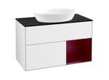 Villeroy und Boch Finion Waschtischunterschrank GA22HBGF 100cm, Abdeckplatte black matt, Emotion, Regale Peony matt lacquer, Glossy white lacquer