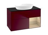 Villeroy und Boch Finion Waschtischunterschrank GA22PCHB 100cm, Abdeckplatte black matt, Emotion, Regale Oak Veneer, Peony Matt