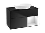 Villeroy und Boch Finion Waschtischunterschrank GA22MTPD 100cm, Abdeckplatte black matt, Emotion, Regale White matt lacquer, Black matt lacquer