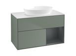 Villeroy und Boch Finion Waschtischunterschrank GA21HGGM 100cm, Abdeckplatte white matt, Emotion, Regale Midnight matt lacquer, Olive Matt Lacquer