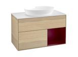 Villeroy und Boch Finion Waschtischunterschrank GA21HBPC 100cm, Abdeckplatte white matt, Emotion, Regale Peony matt lacquer, Oak Veneer