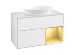 Villeroy und Boch Finion Waschtischunterschrank GA21HFGF 100cm, Abdeckplatte white matt, Emotion, Regale Gold matt lacquer, Glossy white lacquer