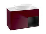 Villeroy und Boch Finion Waschtischunterschrank GA21PDHB 100cm, Abdeckplatte white matt, Emotion, Regale Black matt lacquer, Peony Matt