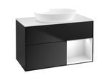 Villeroy und Boch Finion Waschtischunterschrank GA21MTPD 100cm, Abdeckplatte white matt, Emotion, Regale White matt lacquer, Black matt lacquer