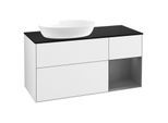Villeroy und Boch Finion Waschtischunterschrank GA52GKGF 120cm, Abdeckplatte black matt, Emotion, Regale Anthracite matt lacquer, Glossy white lacquer