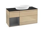 Villeroy und Boch Finion Waschtischunterschrank FA62GKPC 120cm, Abdeckplatte black matt, Regale Anthracite matt lacquer, Oak Veneer