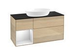Villeroy und Boch Finion Waschtischunterschrank FA62MTPC 120cm, Abdeckplatte black matt, Regale White matt lacquer, Oak Veneer
