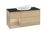 Villeroy und Boch Finion Waschtischunterschrank FA62PCPC 120cm, Abdeckplatte black matt, Regale Oak Veneer, Oak Veneer
