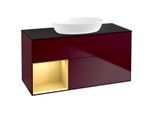 Villeroy und Boch Finion Waschtischunterschrank FA62HFHB 120cm, Abdeckplatte black matt, Regale Gold matt lacquer, Peony Matt
