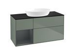 Villeroy und Boch Finion Waschtischunterschrank FA62HGGM 120cm, Abdeckplatte black matt, Regale Midnight matt lacquer, Olive Matt Lacquer