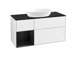 Villeroy und Boch Finion Waschtischunterschrank FA62PDGF 120cm, Abdeckplatte black matt, Regale Black matt lacquer, Glossy white lacquer