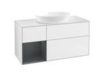 Villeroy und Boch Finion Waschtischunterschrank FA61HGGF 120cm, Abdeckplatte white matt, Regale Midnight matt lacquer, Glossy white lacquer