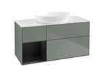 Villeroy und Boch Finion Waschtischunterschrank FA61PDGM 120cm, Abdeckplatte white matt, Regale Black matt lacquer, Olive Matt Lacquer