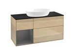 Villeroy und Boch Finion Waschtischunterschrank GA62GKPC 120cm, Abdeckplatte black matt, Emotion, Regale Anthracite matt lacquer, Oak Veneer