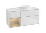 Villeroy und Boch Finion Waschtischunterschrank FA61PCMT 120cm, Abdeckplatte white matt, Regale Oak Veneer, White matt lacquer