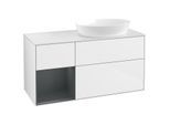 Villeroy und Boch Finion Waschtischunterschrank FA41HGGF 120cm, Abdeckplatte white matt, Regale Midnight matt lacquer, Glossy white lacquer