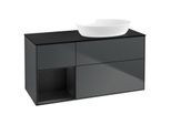 Villeroy und Boch Finion Waschtischunterschrank GA42PDHG 120cm, Abdeckplatte black matt, Emotion, Regale Black matt lacquer, Midnight Blue Matt Lacquer
