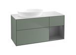Villeroy und Boch Finion Waschtischunterschrank GA51GKGM 120cm, Abdeckplatte white matt, Emotion, Regale Anthracite matt lacquer, Olive Matt Lacquer