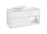Villeroy und Boch Finion Waschtischunterschrank GA51MTGF 120cm, Abdeckplatte white matt, Emotion, Regale White matt lacquer, Glossy white lacquer