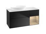 Villeroy und Boch Finion Waschtischunterschrank GA51PCPD 120cm, Abdeckplatte white matt, Emotion, Regale Oak Veneer, Black matt lacquer