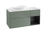 Villeroy und Boch Finion Waschtischunterschrank FA51PDGM 120cm, Abdeckplatte white matt, Regale Black matt lacquer, Olive Matt Lacquer
