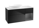 Villeroy und Boch Finion Waschtischunterschrank FA51GKPD 120cm, Abdeckplatte white matt, Regale Anthracite matt lacquer, Black matt lacquer