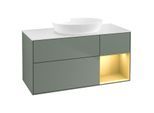 Villeroy und Boch Finion Waschtischunterschrank GA71HFGM 120cm, Abdeckplatte white matt, Emotion, Regale Gold matt lacquer, Olive Matt Lacquer