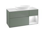 Villeroy und Boch Finion Waschtischunterschrank GA71GFGM 120cm, Abdeckplatte white matt, Emotion, Regale Glossy white lacquer, Olive Matt Lacquer