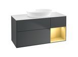 Villeroy und Boch Finion Waschtischunterschrank GA71HFHG 120cm, Abdeckplatte white matt, Emotion, Regale Gold matt lacquer, Midnight Blue Matt Lacquer