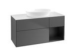 Villeroy und Boch Finion Waschtischunterschrank GA71PDGK 120cm, Abdeckplatte white matt, Emotion, Regale Black matt lacquer, Anthracite matt