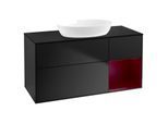 Villeroy und Boch Finion Waschtischunterschrank FA72HBPD 120cm, Abdeckplatte black matt, Regale Peony matt lacquer, Black matt lacquer