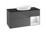 Villeroy und Boch Finion Waschtischunterschrank FA72MTGK 120cm, Abdeckplatte black matt, Regale White matt lacquer, Anthracite matt