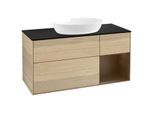 Villeroy und Boch Finion Waschtischunterschrank GA72GNPC 120cm, Abdeckplatte black matt, Emotion, Regale Walnut Veneer, Oak Veneer