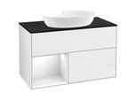 Villeroy und Boch Finion Waschtischunterschrank FA12GFGF 100cm, Abdeckplatte black matt, Regale Glossy white lacquer, Glossy white lacquer