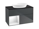 Villeroy und Boch Finion Waschtischunterschrank FA12GFHG 100cm, Abdeckplatte black matt, Regale Glossy white lacquer, Midnight Blue Matt Lacquer